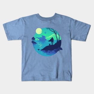 Galaxy Friendship in Green Kids T-Shirt